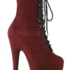 Pleaser USA Adore-1020FS Faux Suede 7Inch Pleaser Boots - Burgundy