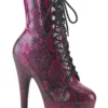 Pleaser USA Adore-1020SPWR 7inch Pleaser Boots - Hot Pink Snake