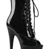Pleaser USA Adore-1021 7inch Pleaser Peep Toe Boots - Patent Black