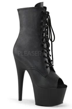 Pleaser USA Adore-1021 7inch Pleaser Peep Toe Boots - Matte Black