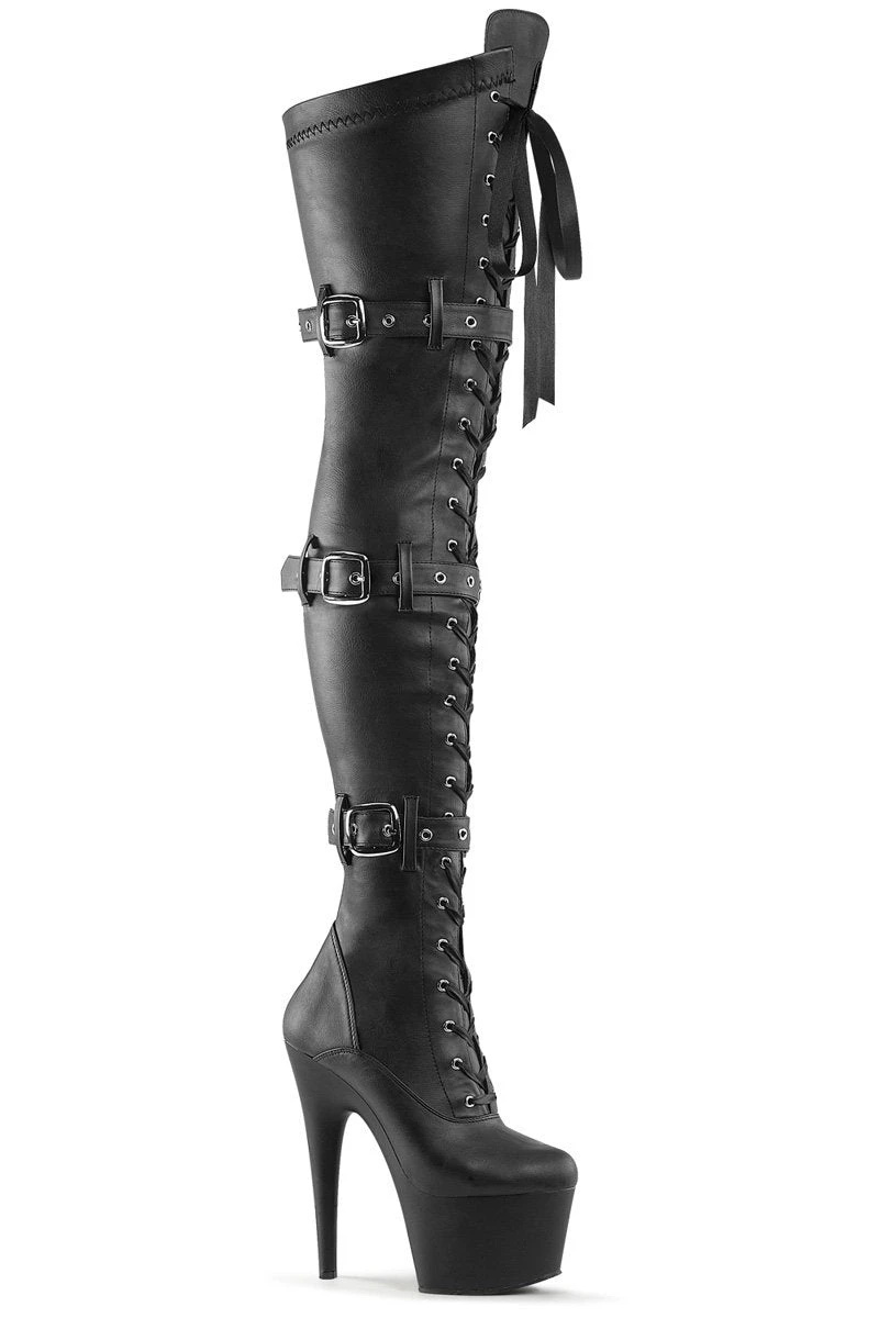 Pleaser USA Adore-3028 7inch Thigh High Pleaser Boots - Matte Black 1 Pleaser USA Adore-3028 7inch Thigh High Pleaser Boots - Matte Black