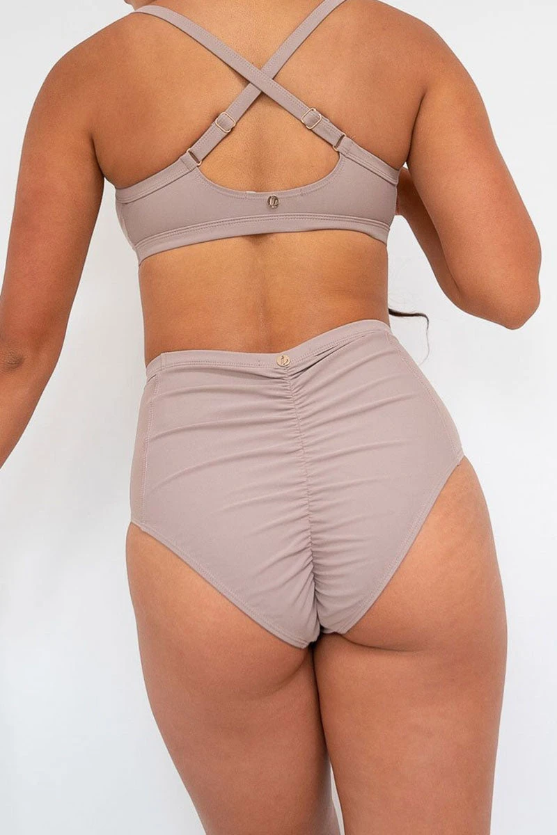 Lunalae Bellani High Waisted Bottoms - Recycled Mocha 2 Lunalae Bellani High Waisted Bottoms - Recycled Mocha - Image 2