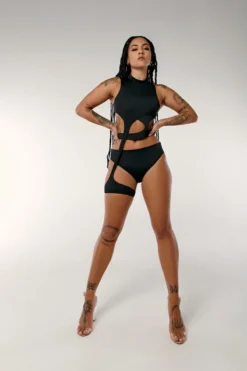 CXIX Dopamine High Waisted Bottoms - Black -Radi Style Shop black dopamine high waist bototms solo garter top cxix