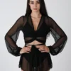 REV ACTIV Mesh Wrap Blouse - Black