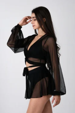 REV ACTIV Mesh Wrap Blouse - Black -Radi Style Shop black mesh set pleasure shirt blouse 4 1