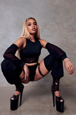 CXIX 119 Corset Top With Sleeves - Black -Radi Style Shop black corset top polewear dancwear fashion