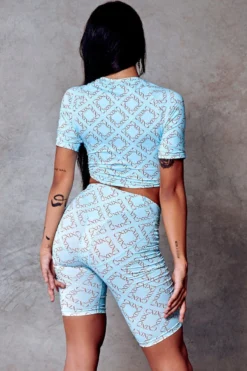CXIX 119 Biker Shorts - Blue Print -Radi Style Shop blue poledance fashion monogram CXIX 119 dance streetwear