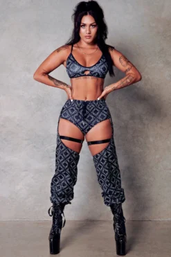 CXIX 119 Bralette - Black Print -Radi Style Shop bralette fashion black monogram poledance CXIX 119