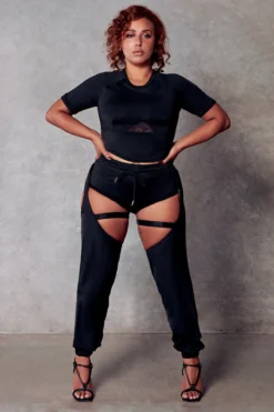 CXIX 119 Statement Crop Tee - Black -Radi Style Shop chaps cropped tee CXIX fashion 119 polewear