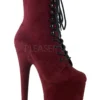 Pleaser USA Flamingo-1020FS Faux Suede 8inch Pleaser Boots - Burgundy