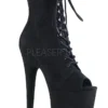 Pleaser USA Flamingo-1021FS Faux Suede 8inch Peep Toe Pleaser Boots - Black