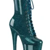 Pleaser USA Flamingo-1040GP 8inch Pleaser Boots - Teal Glitter