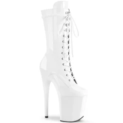 Pleaser USA Flamingo-1050 8inch Pleaser Boots - Patent White -Radi Style Shop flamingo 1050 w