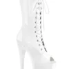 Pleaser USA Flamingo-1051 8inch Peep Toe Pleaser Boots - Patent White