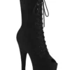 Pleaser USA Flamingo-1051FS Faux Suede 8inch Peep Toe Pleaser Boots - Black