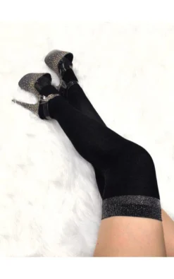 Lunalae Glimmer Band Thigh High Socks - Black/Silver -Radi Style Shop glimmer 2 471x753 1