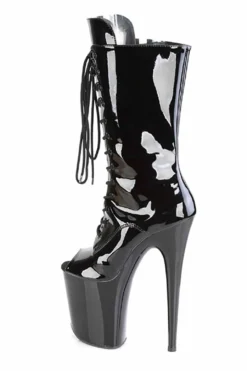 Pleaser USA Flamingo-1051 8inch Peep Toe Pleaser Boots - Patent Black -Radi Style Shop img06