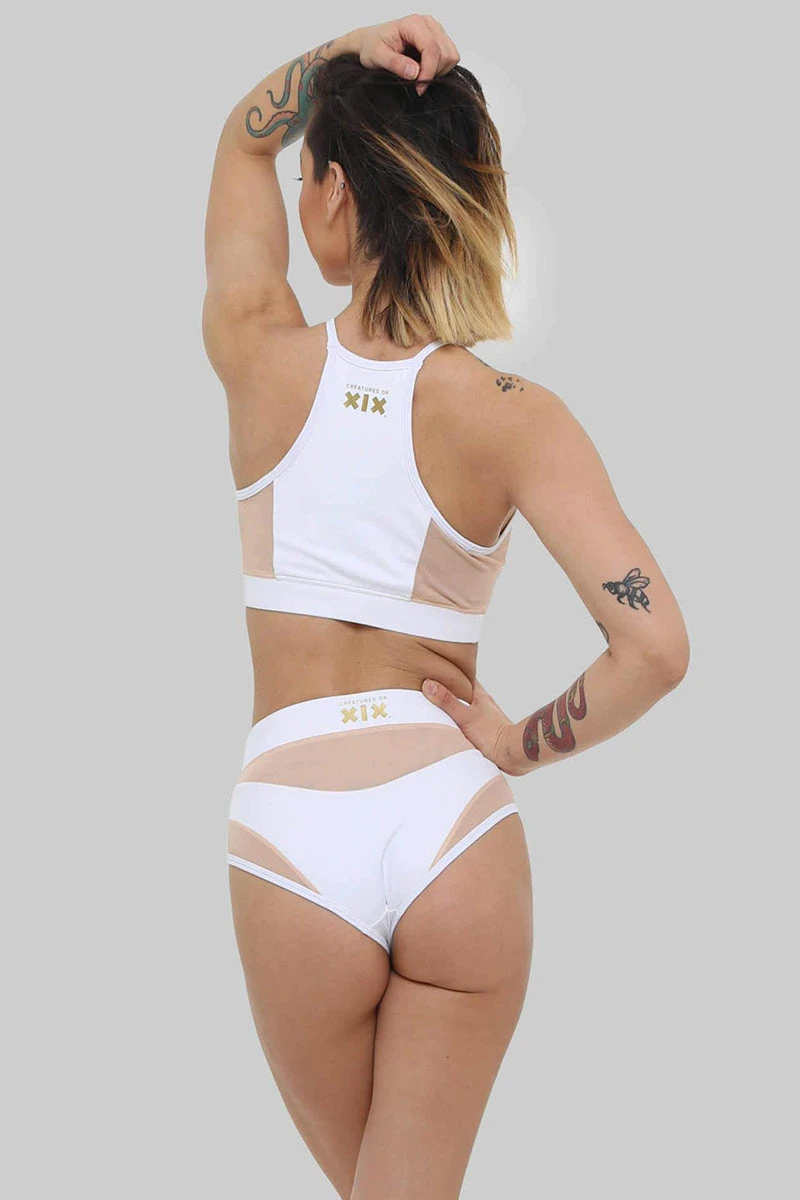 CXIX I S I S High Waisted Bottoms - White With Sand Mesh 2 CXIX I S I S High Waisted Bottoms - White With Sand Mesh - Image 2
