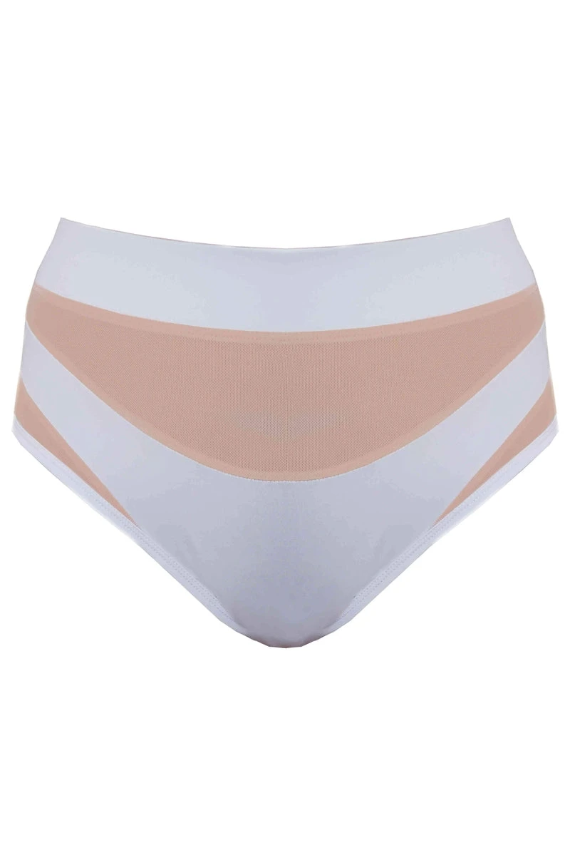 CXIX I S I S High Waisted Bottoms - White With Sand Mesh 4 CXIX I S I S High Waisted Bottoms - White With Sand Mesh - Image 4