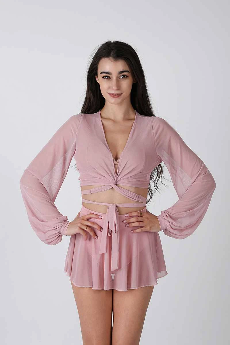 REV ACTIV Mesh Wrap Blouse - Pink 1 REV ACTIV Mesh Wrap Blouse - Pink