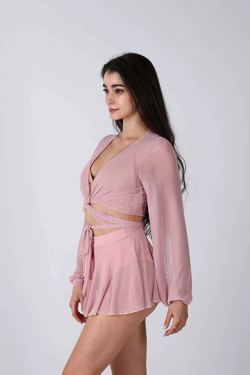 REV ACTIV Mesh Wrap Blouse - Pink 3 REV ACTIV Mesh Wrap Blouse - Pink - Image 3