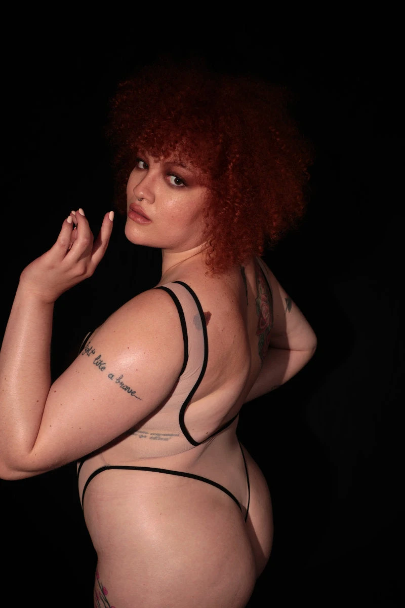 Rolling Vertigo Bodysuit - Beige/Black 3 Rolling Vertigo Bodysuit - Beige/Black - Image 3