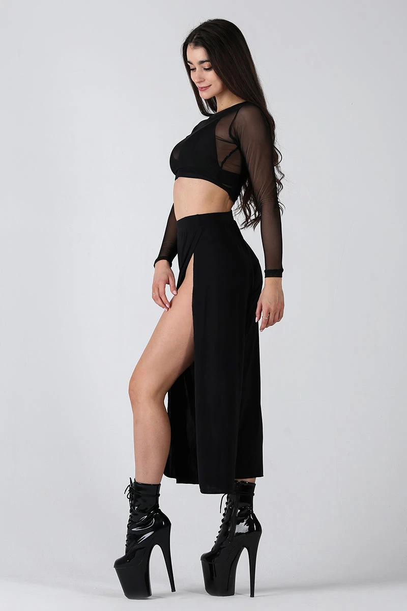 REV ACTIV Sensual Flow Pants (with Leg Slit) - Black 3 REV ACTIV Sensual Flow Pants (with Leg Slit) - Black - Image 3