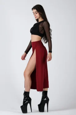 REV ACTIV Sensual Flow Pants (with Leg Slit) - Wine -Radi Style Shop sensual wine pants with slits 3