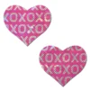 Pastease XO Heart Nipple Pasties - Disco Ball Pink