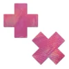 Pastease Cross Nipple Pasties - Holographic Bubblegum Pink