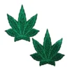 Pastease Indica Pot Leaf Nipple Pasties - Green Glitter
