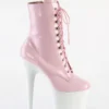 Pleaser USA Flamingo-1020 8inch Pleaser Boots - Patent Baby Pink/White