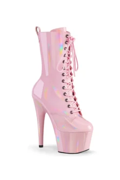 Pleaser USA Adore-1040WR 7inch Pleaser Boots - Holographic Baby Pink