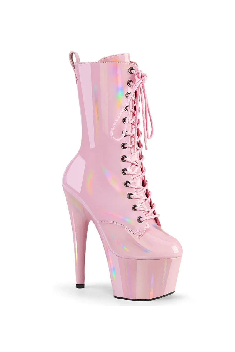 Pleaser USA Adore-1040WR 7inch Pleaser Boots - Holographic Baby Pink 1 Pleaser USA Adore-1040WR 7inch Pleaser Boots - Holographic Baby Pink