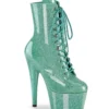 Pleaser USA Adore-1020GP 7inch Pleaser Boots - Aqua Glitter