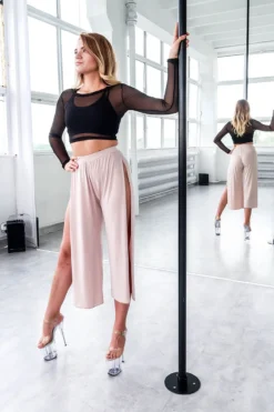 REV ACTIV Sensual Flow Pants (with Leg Slit) - Beige 6 REV ACTIV Sensual Flow Pants (with Leg Slit) - Beige -Radi Style Shop spodnieexoticsensualnudefront