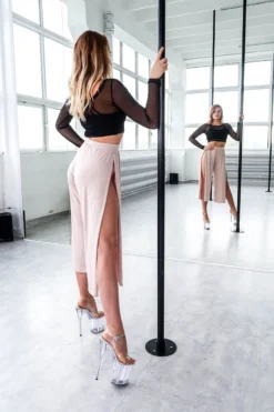 REV ACTIV Sensual Flow Pants (with Leg Slit) - Beige 7 REV ACTIV Sensual Flow Pants (with Leg Slit) - Beige -Radi Style Shop spodnieexoticsensualnudeside