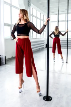 REV ACTIV Sensual Flow Pants (with Leg Slit) - Wine -Radi Style Shop spodniesensualwinefront