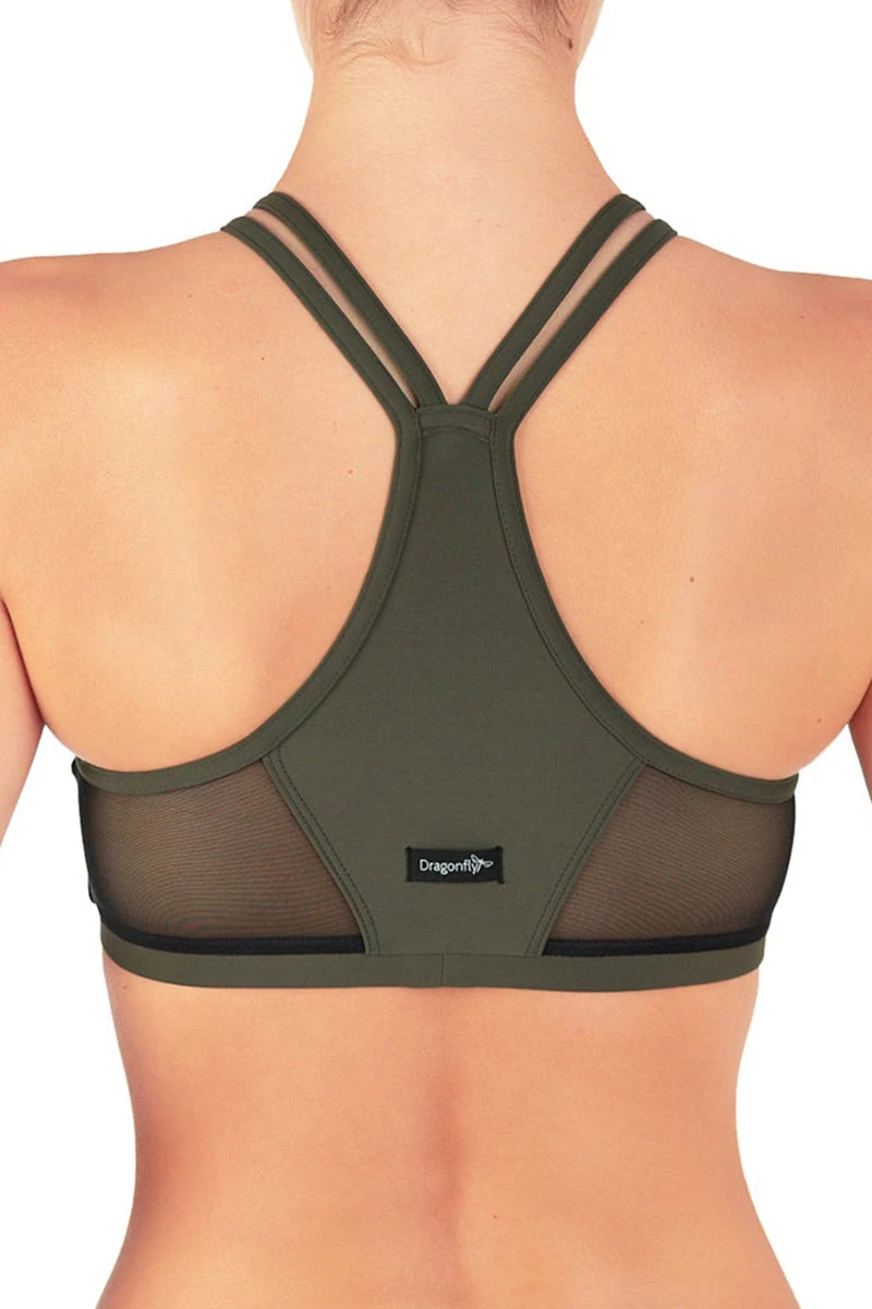 Dragonfly Victoria Sports Bra - Khaki Mesh 2 Dragonfly Victoria Sports Bra - Khaki Mesh - Image 2